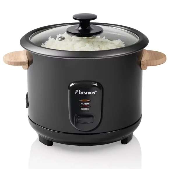 Bestron Ryżowar z bambusowymi uchwytami ARC100BW, 1 L, 400 W, czarny