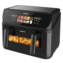 Cecotec Frytkownica na gorące powietrze bez oleju - 10 l - płyta grillowa - grill - podwójne elementy grzejne - Air Fryer Cecofry&Grill Duoheat 10000. 2800 W, ruchoma ścianka działowa, regulacja