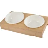 Ceramiczne miski dla psa 16 cm na bambusowym stojaku 6ANM058