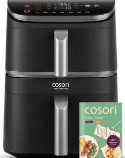 COSORI Turbo Tower Pro 2 komory 10,8 l Double Stack Airfryer z DualBlaze