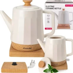 Czajnik Elektryczny Bezprzewodowy Ceramiczny Kamille 1500 W 1,5 L Kremowy