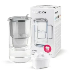 Dzbanek filtrujący Aquaphor Glass 2,5 l + wkład Maxfor + Mg szary