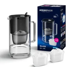 Dzbanek filtrujący Aquaphor Glass 2,5l z 2 wkł. Maxfor+, czarny
