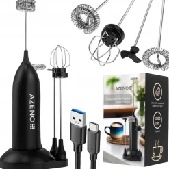 Elektryczny Spieniacz Do Mleka Ręczny 4W1 Mini Ubijaczka Do Mleka Kawy Usb