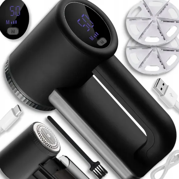Golarka do ubrań 2 x DUŻA MOCNA GOLARKA DO UBRAŃ 2000mAh 3xOSTRZE 5 WAT + KABEL USB-C I PĘDZ