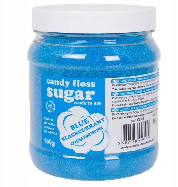 GSG24 Kolorowy cukier do waty cukrowej niebieski o smaku gumy balonowej 1kg 1008762