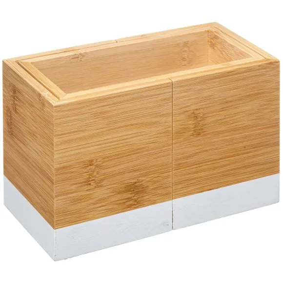 Organizer na sztućce regulowany rozmiar bambusowy biały 18 x 10 x 12 cm 179697A