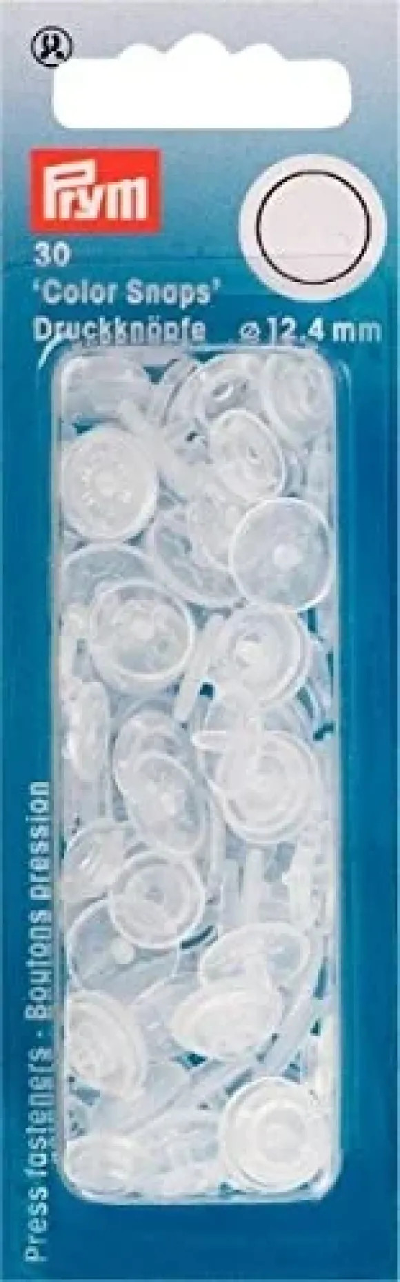 Prym matowe okrągłe zatrzask bez szycia colorsnaps zatrzaski, z tworzywa sztucznego, przezroczysty, 12,4 MM, 30-częściowy PRYM_393198