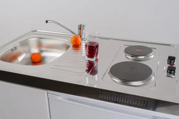 Pyramis Minikuchnia 5w1 MK 100x60 szafka STALWOWA komora zlewu PRAWA lodówka płyta zlew szafka