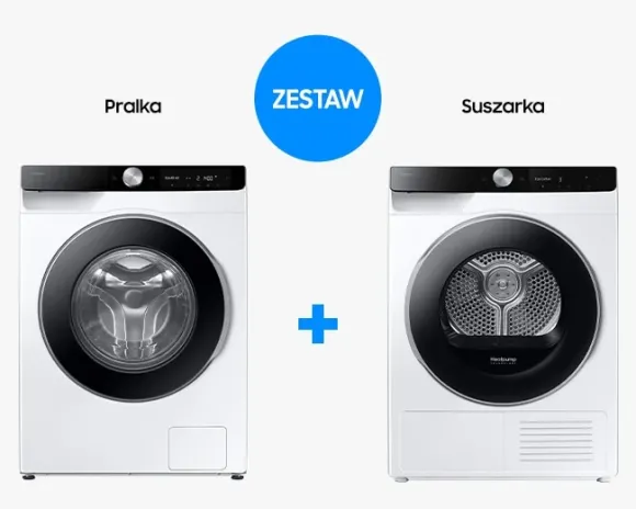 Samsung Zestaw Pralka AI 9kg WW90DG6U85LKU4 + Suszarka AI 9kg DV90DG6845LKU4