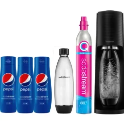Saturator do wody gazowanej SodaStream Terra Czarny + Syropy Pepsi 3x440 ml