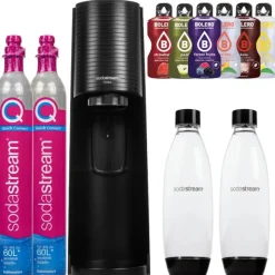 saturator wody SODASTREAM Terra - czarny ekspres do gazowania wody 2 butelki 2 cylindry 6 smaków bez cukru