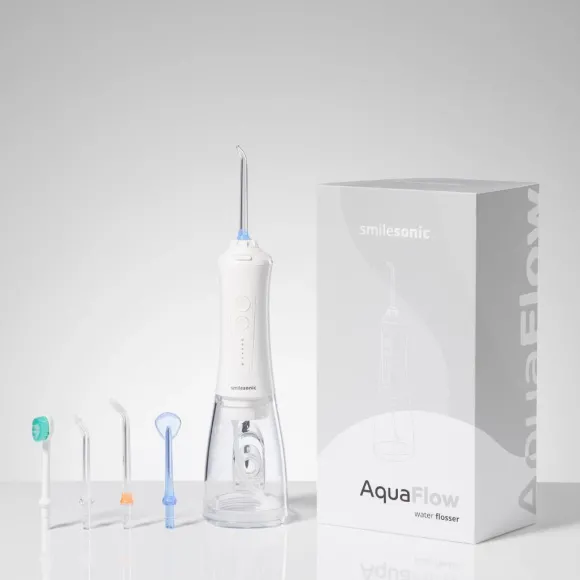 Smilesonic AquaFlow WHITE irygator bezprzewodowy z 5 końcówkami