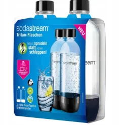 Sodastream DuoPack 2 x 1 l butelka z tritanu nadaje się do mycia w zmywarce (nie zawiera BPA) zapasowe butelki do saturatora wody z butelkami PET