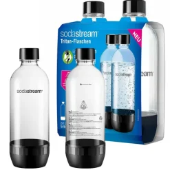 Sodastream DuoPack 2 x 1 l butelka z tritanu nadaje się do mycia w zmywarce (nie zawiera BPA) zapasowe butelki do saturatora wody z butelkami PET