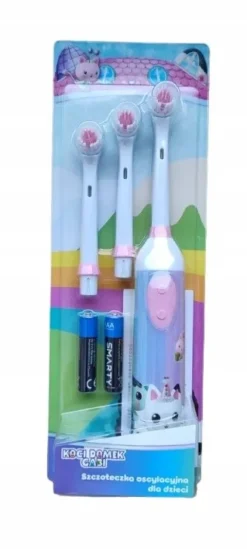 SZCZOTECZKA OSCYLACYJNA DLA DZIECI KOCI DOMEK GABI kotki - 3 końcówki