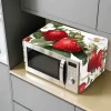 TEMU Pokrywa do kuchenki mikrofalowej z wzorem truskawkowego kwiatu i liścia - Nowoczesna minimalistyczna osłona ochronna odpowiednia do kuchenek