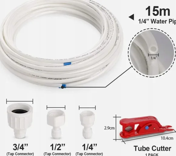 WĄŻ DO WODY 15M 635MM UNIWERSALNY PRZEWÓD ZESTAW PODŁĄCZENIOWY
