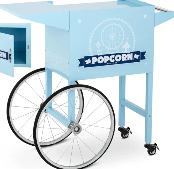 Wózek podstawa do maszyny do popcornu z szafką retro 51 x 37 cm niebieski