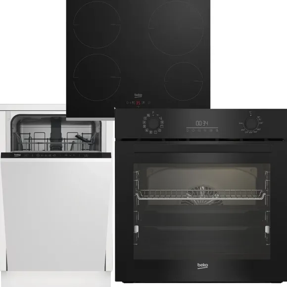 Zestaw AGD do zabudowy Beko Piekarnik BBIR 17300BCS+ Płyta HII 64402MTX+ Zmywarka DIS 35025 45 cm