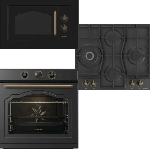 Zestaw AGD do zabudowy Gorenje Piekarnik BOS67371CLB+ Płyta gazowa GW6D42CLB+ Mikrofalówka BM235 CLB