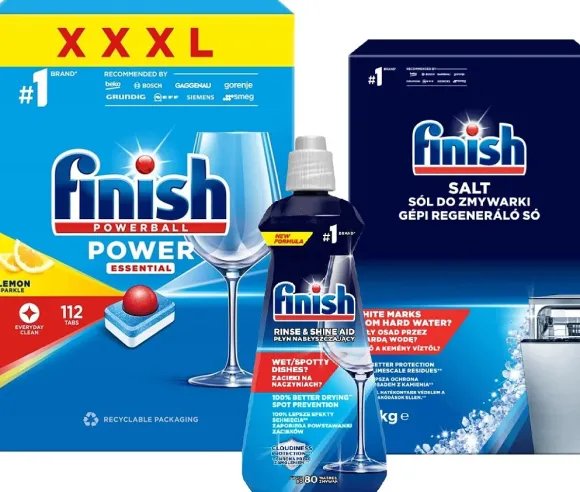 Zestaw detergentów do zmywarek Siemens kapsułki Finish Power lemon + Nabłyszczacz + Sól !